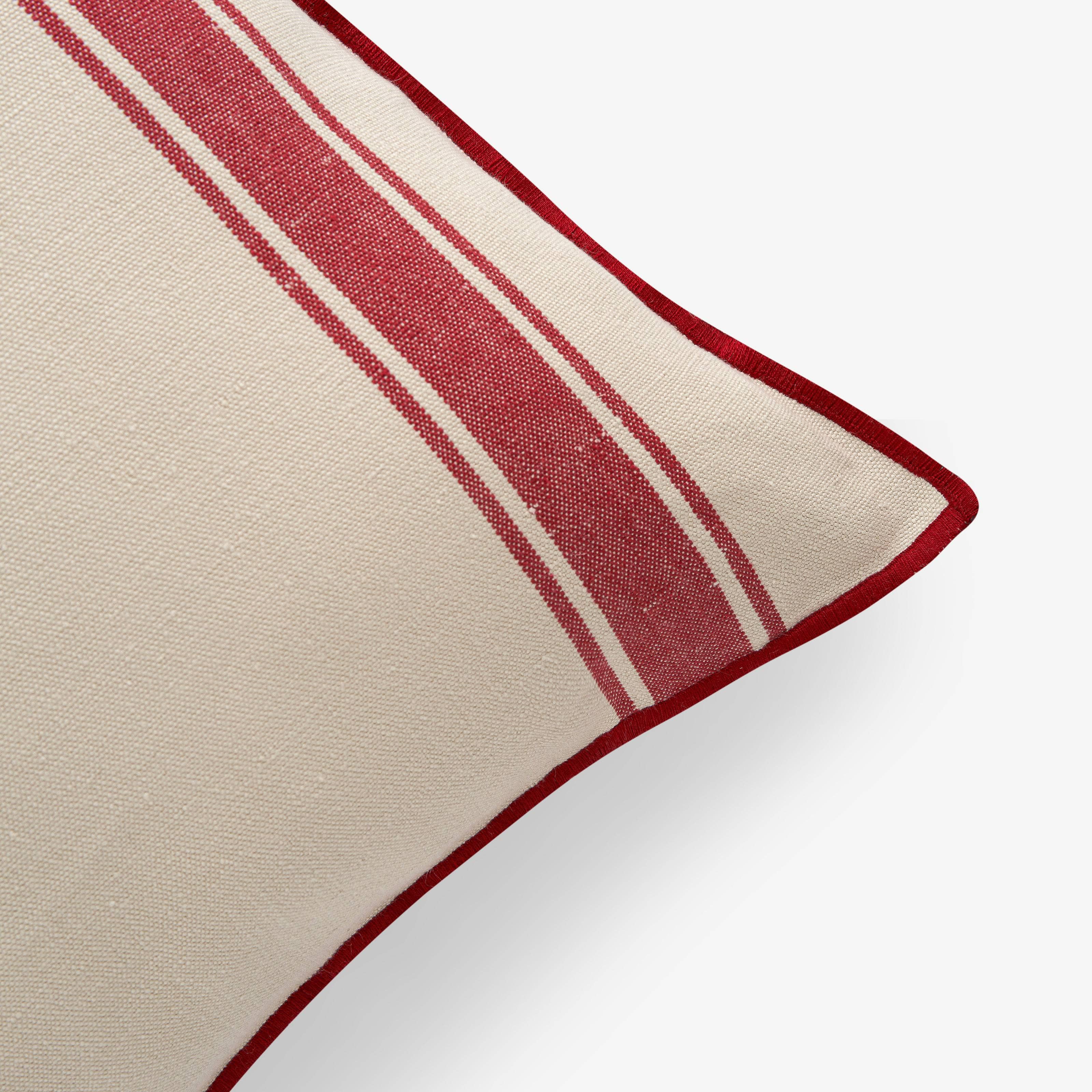 Lido Striped Linen Cushion Cover, Natural - Red, 45x45 cm - 4