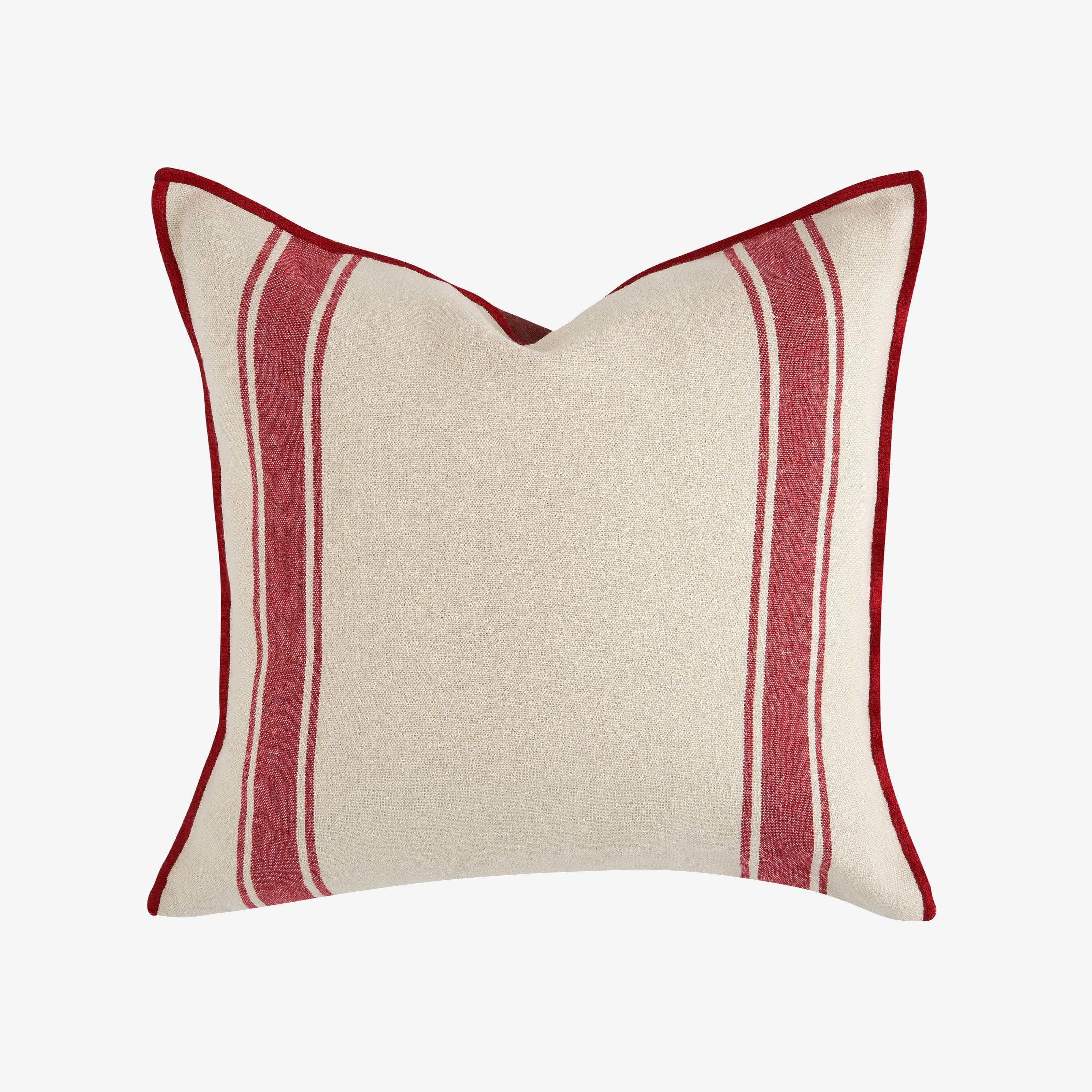 Lido Striped Linen Cushion Cover, Natural - Red, 45x45 cm - 3