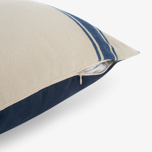 Lido Striped Linen Cushion Cover, Natural - Blue, 45x45 cm - 5