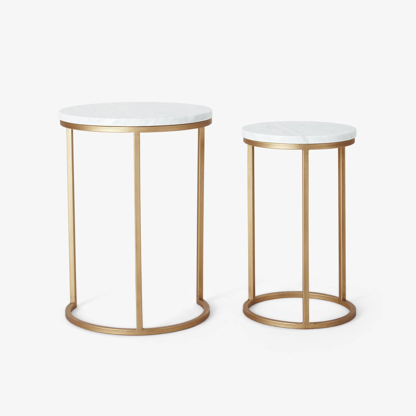 Carrara Marble - Metal Nesting Coffee Tables, Gold, Set - 3